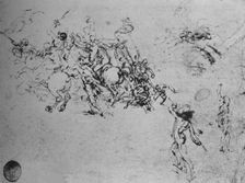 Studies of Horsemen Fighting and of Footsoldiers c1480 (1945). Artist: Leonardo da Vinci