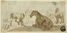 Studies of Horses in a Landscape, c. 1642. Creator: Unknown