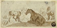 Studies of Horses in a Landscape, c. 1642. Creator: Unknown