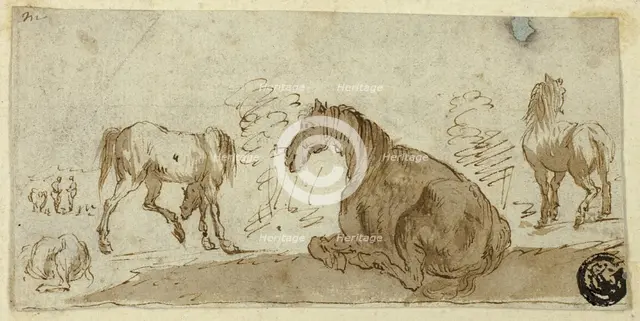 Studies of Horses in a Landscape, c. 1642. Creator: Unknown.