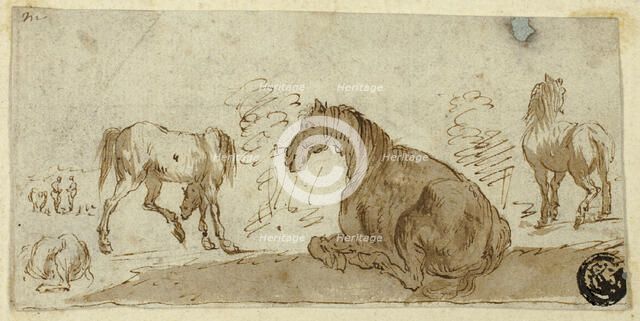 Studies of Horses in a Landscape, c. 1642. Creator: Unknown.