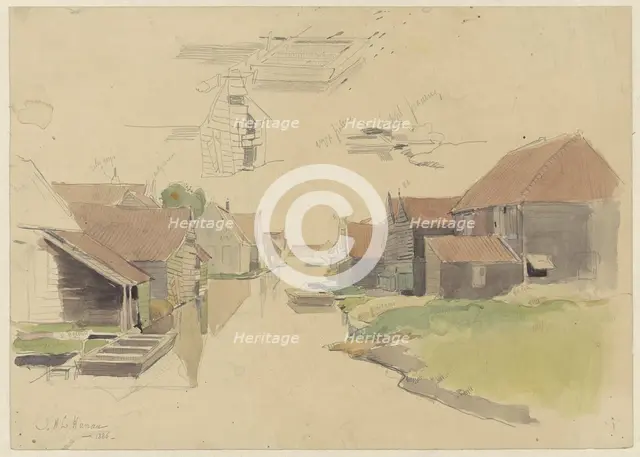 Studies of houses in the Vinkenbuurt, Amsterdam, 1886. Creator: Jan Hanau.