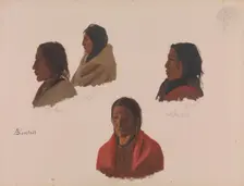 Studies of Indian Chiefs Made at Fort Laramie, ca. 1859. Creator: Albert Bierstadt