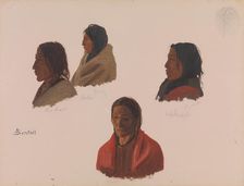 Studies of Indian Chiefs Made at Fort Laramie, ca. 1859. Creator: Albert Bierstadt