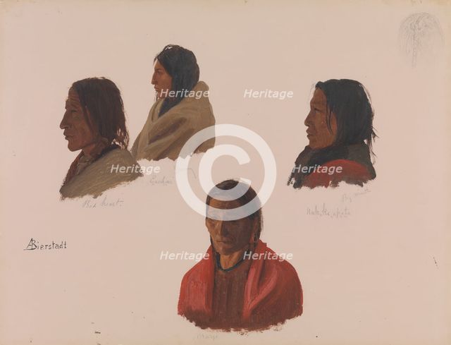 Studies of Indian Chiefs Made at Fort Laramie, ca. 1859. Creator: Albert Bierstadt.