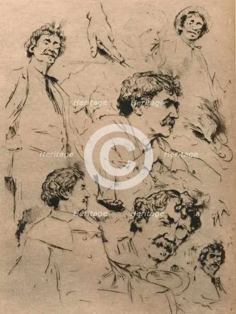 Studies of James McNeill Whistler, c1886. (1903). Artist: Mortimer Luddington Menpes