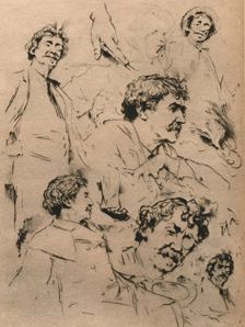 Studies of James McNeill Whistler, c1886. (1903). Artist: Mortimer Luddington Menpes