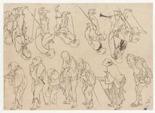Studies of lame pilgrims, Edo period, 19th century. Creator: Hokusai