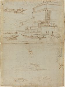 Studies of Lago Maggiore and and the Entrance to a Palazzo, c. 1700. Creator: Gaspar van Wittell
