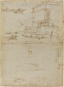 Studies of Lago Maggiore and and the Entrance to a Palazzo, c. 1700. Creator: Gaspar van Wittell