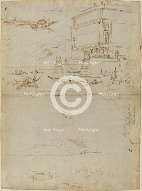 Studies of Lago Maggiore and and the Entrance to a Palazzo, c. 1700. Creator: Gaspar van Wittell.