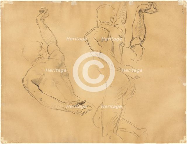 Studies of Male Nudes [verso], 1918-1919. Creator: John Singer Sargent.