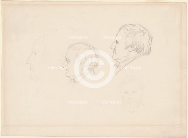 Studies of Men, c. 1850s. Creator: Emanuel Gottlieb Leutze.