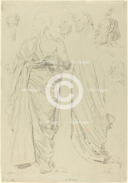 Studies of Men in Togas [recto]. Creator: Otto Greiner.
