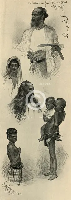 Studies of people, Ceylon, 1898.  Creator: Christian Wilhelm Allers.