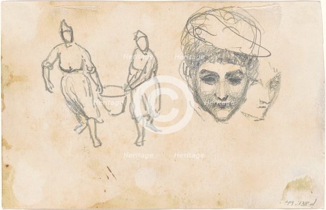 Studies of Peasants [verso], 1870-1872. Creator: John Singer Sargent.