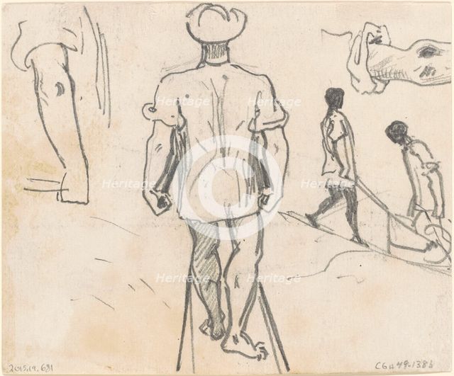 Studies of Peasants with Wheelbarrows [verso], 1870-1872. Creator: John Singer Sargent.