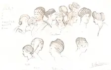 Studies of Roman Headdresses in the Uffizi Museum Florence c1880-83. Creator: Sir Lawrence Alma-Tadema