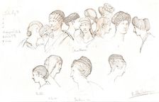 Studies of Roman Headdresses in the Uffizi Museum Florence c1880-83. Creator: Sir Lawrence Alma-Tadema