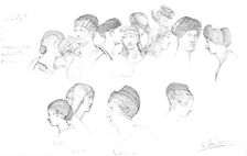 Studies of Roman headresses in the Uffizi Museum, Florence, c1880-1882