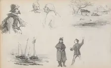 Studies of sailing ships, 1880. Creator: Marius Bauer