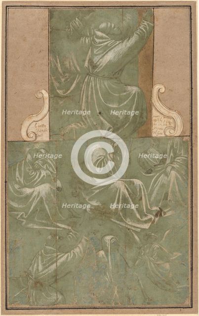 Studies of Saint Francis Kneeling and Other Figures, c. 1390/1410. Creator: Unknown.