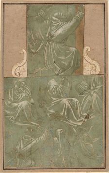 Studies of Saint Francis Kneeling and Other Figures, c. 1390/1410. Creator: Unknown