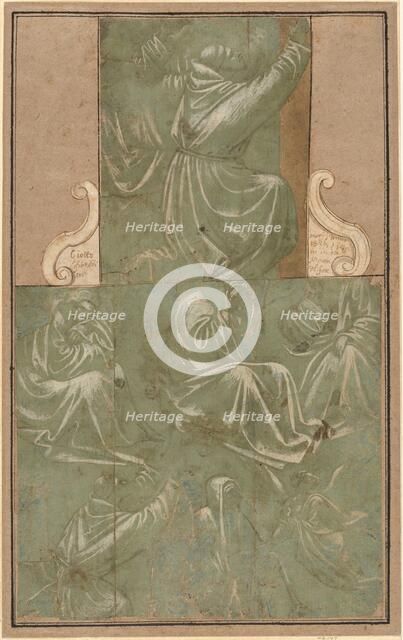 Studies of Saint Francis Kneeling and Other Figures, c. 1390/1410. Creator: Unknown.