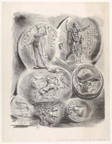 Studies of Seven Greek Coins, 1825., 1825. Creator: Eugene Delacroix