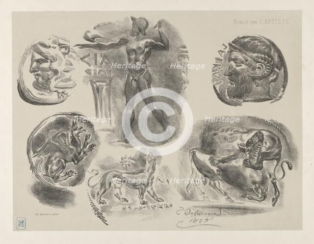 Studies of Six Greek Coins, 1825., 1825. Creator: Eugene Delacroix.