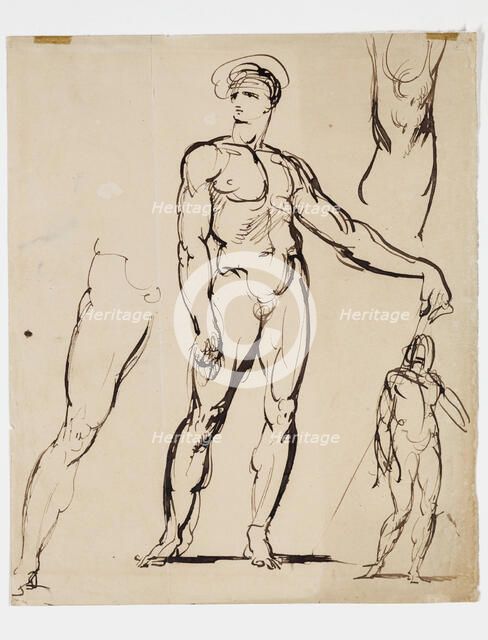 Studies of Standing Nude Male, between 1806 and 1846. Creator: Benjamin Robert Haydon.