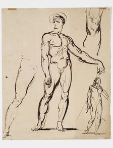 Studies of Standing Nude Male, between 1806 and 1846. Creator: Benjamin Robert Haydon