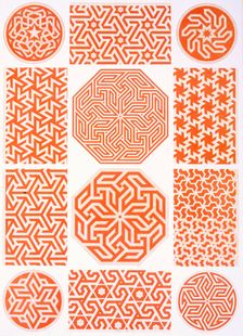 Studies of stucco decoration: various geometric patterns, pub. 1877. Creator: Emile Prisse d'Avennes (1807-79)