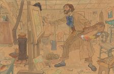 Studio of a modern painter, c.1908. Creator: Leo Gestel
