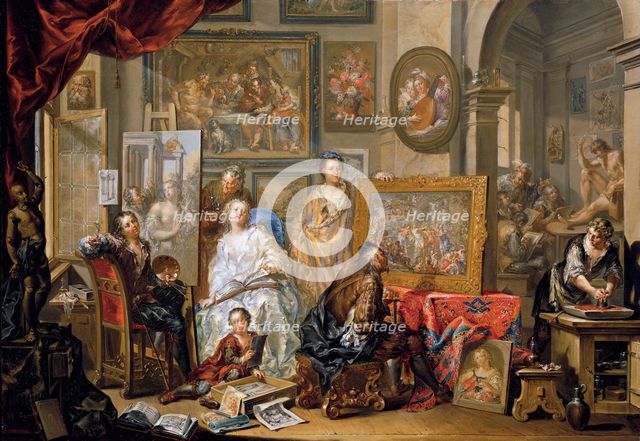 Studio of the painter. Artist: Platzer, Johann Georg (1704-1761)