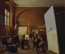 Studio of the painter Count Vasily Maksutov, 1858. Artist: Sorokin, Yevgraf Semyonovich (1821-1892)