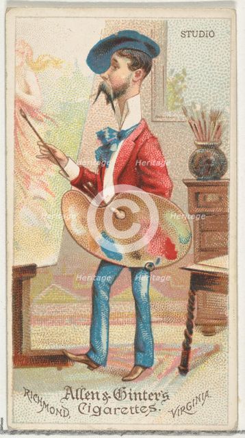 Studio, from World's Dudes series (N31) for Allen & Ginter Cigarettes, 1888. Creator: Allen & Ginter.