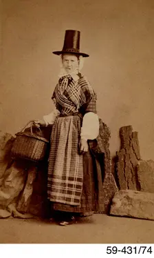 Studio photograph of a woman in Welsh costume, c1880s. Creator: Edwin P Lee