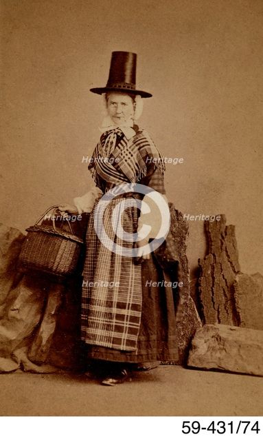 Studio photograph of a woman in Welsh costume, c1880s. Creator: Edwin P Lee.