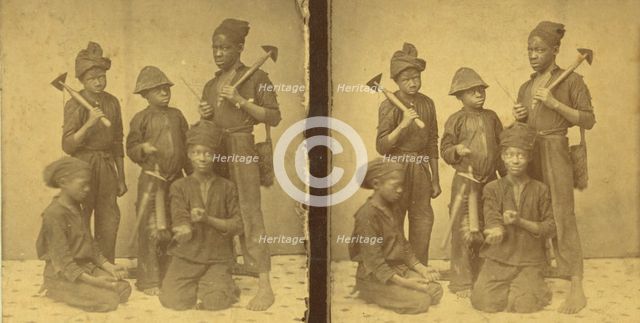 Studio portait of young chimney sweeps, (1868-1900?). Creator: J. N. Wilson.