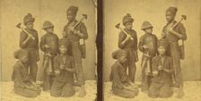 Studio portait of young chimney sweeps, (1868-1900?). Creator: J. N. Wilson