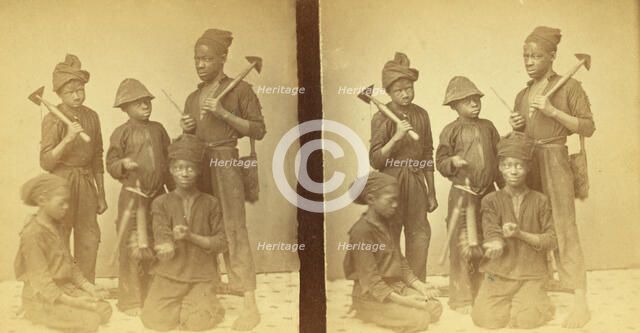 Studio portait of young chimney sweeps, (1868-1900?). Creator: J. N. Wilson.