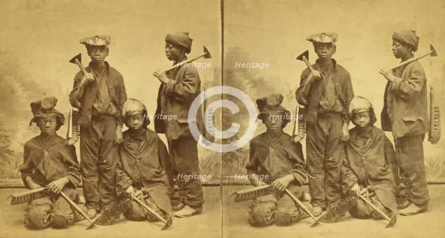 Studio portait of young chimney sweeps, (1868-1900?). Creator: O. Pierre Havens.