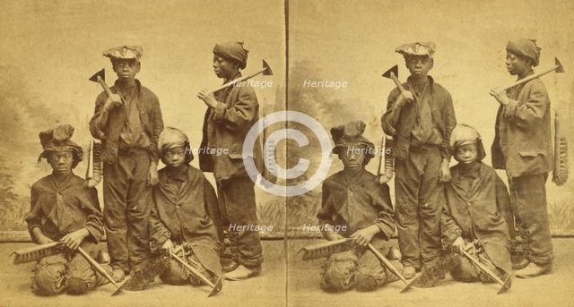 Studio portait of young chimney sweeps, (1868-1900?). Creator: O. Pierre Havens.