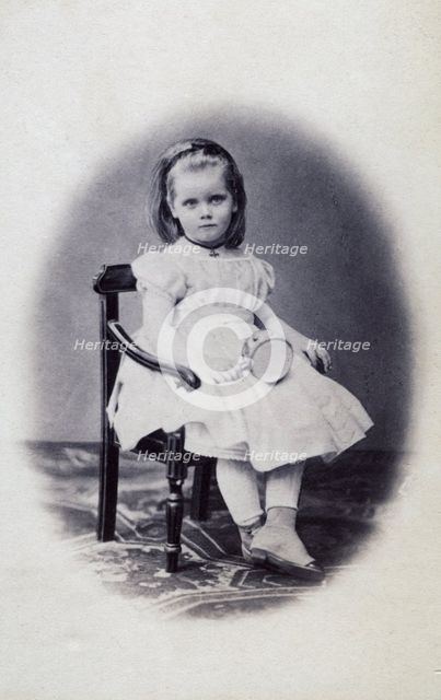 Studio portrait of a 4 year old girl, 1869. Creator: Unknown.