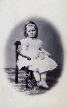 Studio portrait of a 4 year old girl, 1869. Creator: Unknown