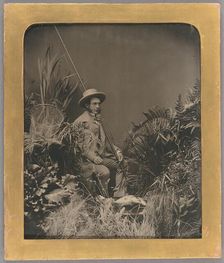 Studio Portrait of a Man Posed with Fishing Gear / The Fisherman, about 1860. Creator: Unknown