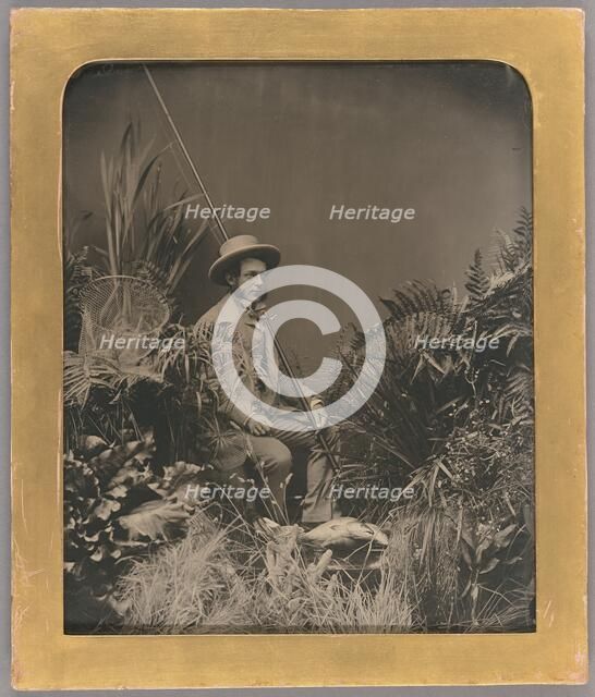 Studio Portrait of a Man Posed with Fishing Gear / The Fisherman, about 1860. Creator: Unknown.
