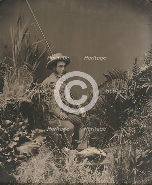 Studio Portrait of a Man Posed with Fishing Gear / The Fisherman, about 1860. Creator: Unknown.