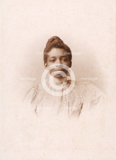 Studio portrait of a woman, c1890-c1899. Creators: Van Wagner, Unknown.